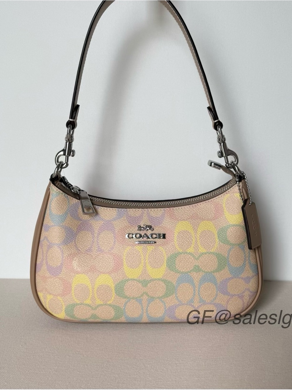 Coach Teri Shoulder Bag Rainbow Signature Canvas Crossbody CDA91
